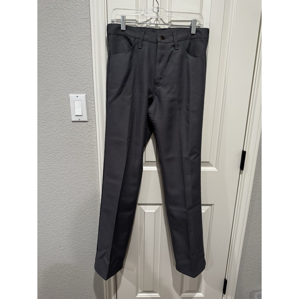 Wrangler Wrancher Western Jeans Polyester Pants Mens 33x32 Bootcut VTG Navy Blue